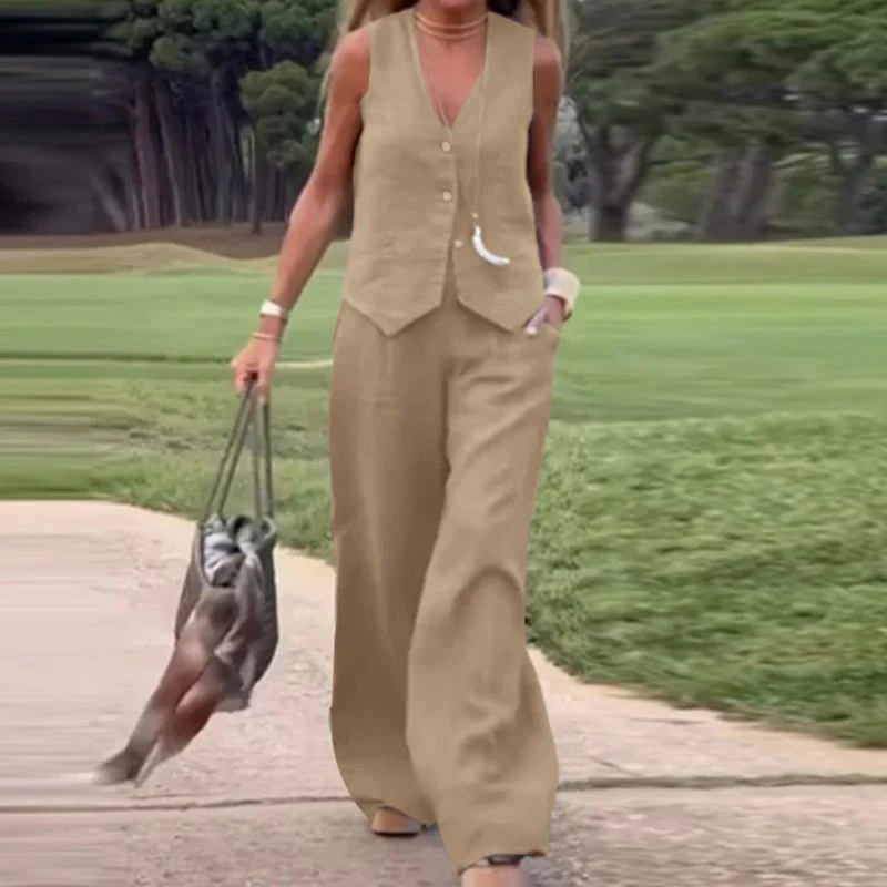 Alessia™ Conjunto de dos piezas de chaleco y pantalones de pierna ancha - Image 3
