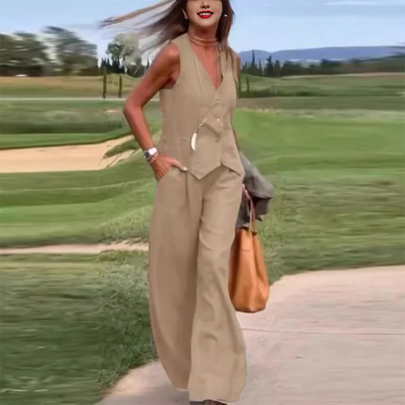 Alessia™ Conjunto de dos piezas de chaleco y pantalones de pierna ancha - Image 5