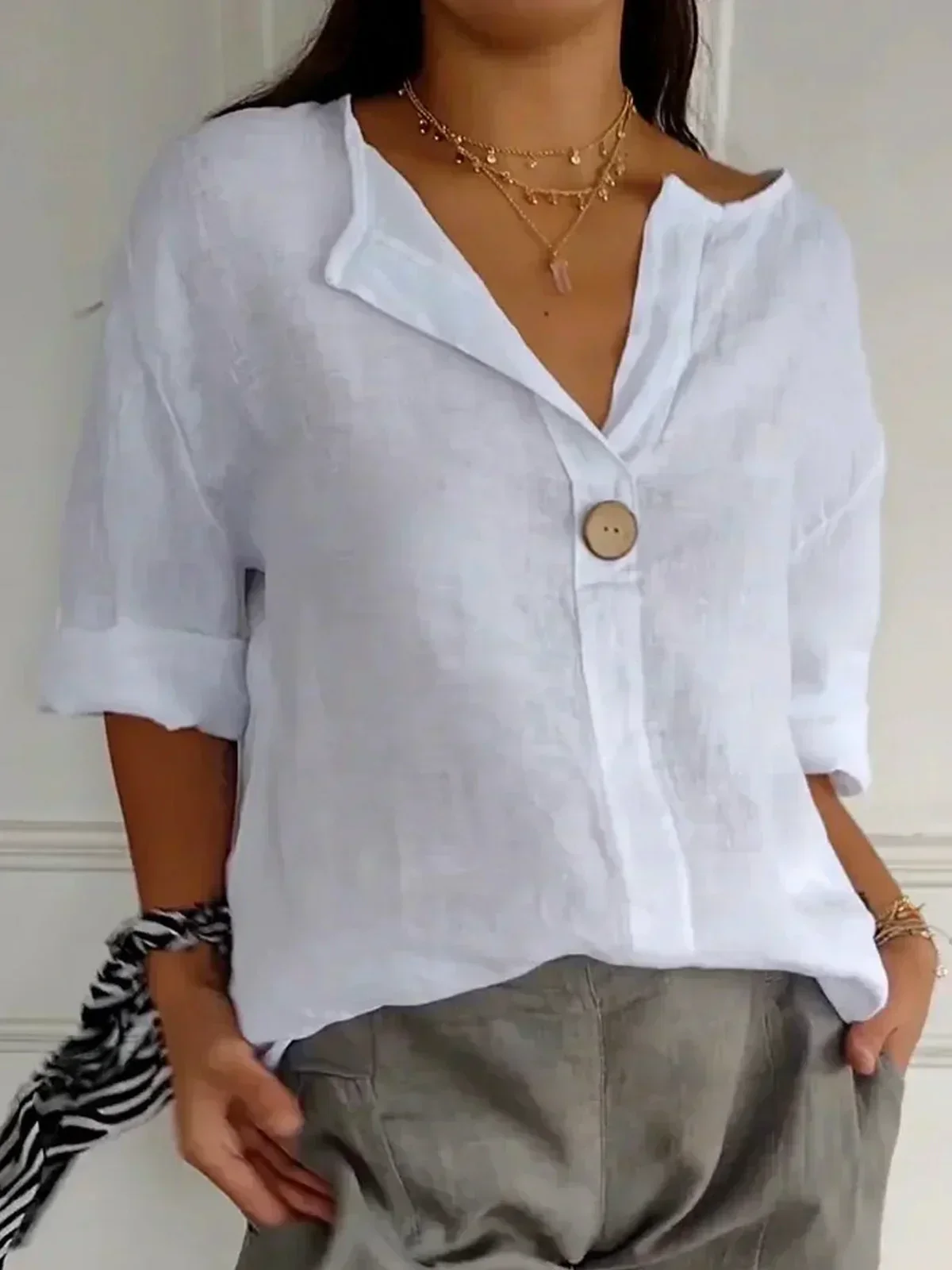 Aria | Blusa casual con cuello en V - Image 4