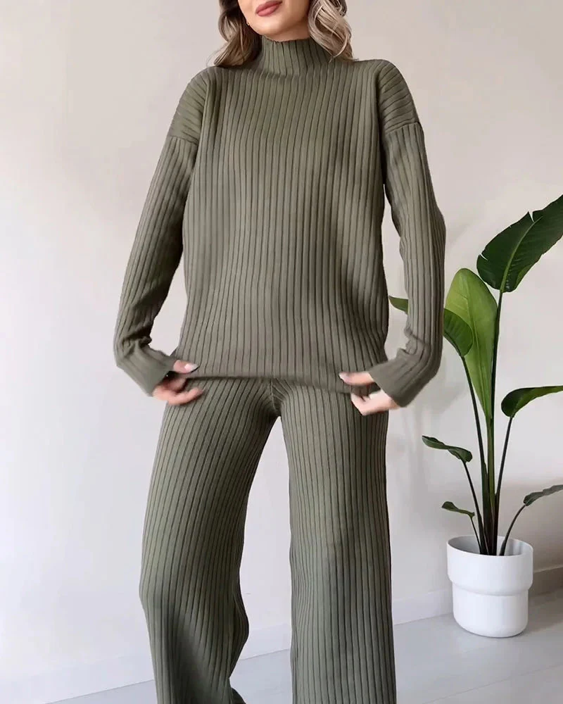 Conjunto casual de dos piezas con abertura elegante - Image 4
