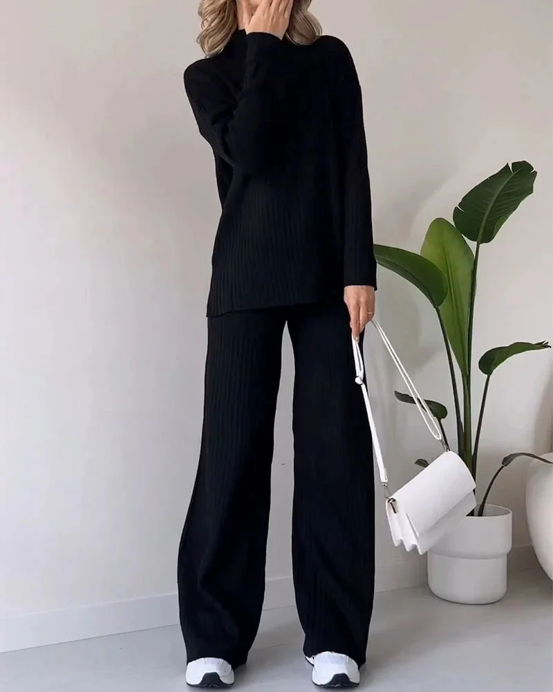 Conjunto casual de dos piezas con abertura elegante - Image 5