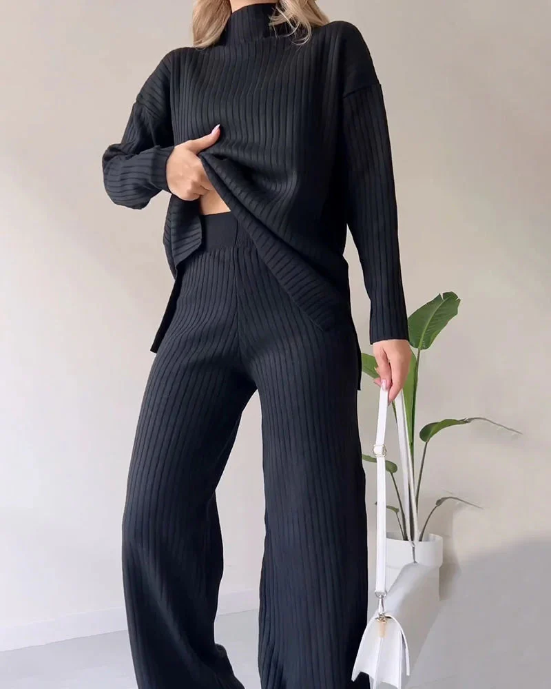 Conjunto casual de dos piezas con abertura elegante - Image 7