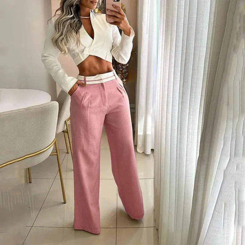 Conjunto de dos piezas de top de manga larga y pantalon casual - Image 3